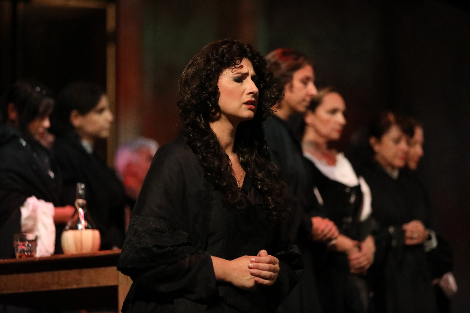 Soprano Anna Sanachina in the leading role of Santuzza in Mascagni’s Cavalleria rusticana at Lirica in Piazza, Massa Marittima, Tuscany.